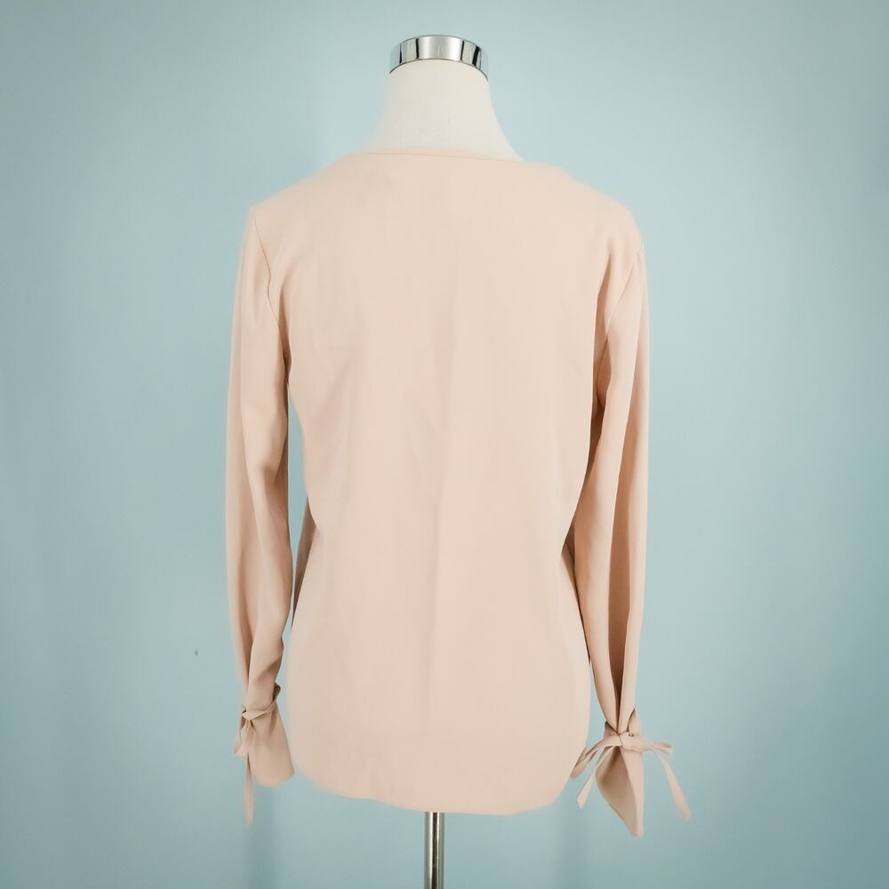 Theory Size Small S Pink Tie Sleeve City Drape Button Front Down Long Sleeve Top - Picture 3 of 7